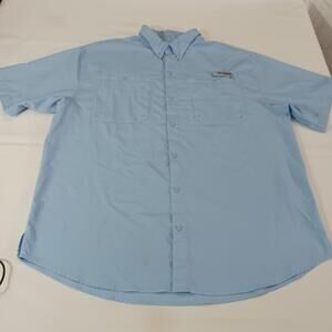 Columbia FM7266 Omni-Shade Men's XL Blue Shirt PFG Vented Fishing Short Sleeve